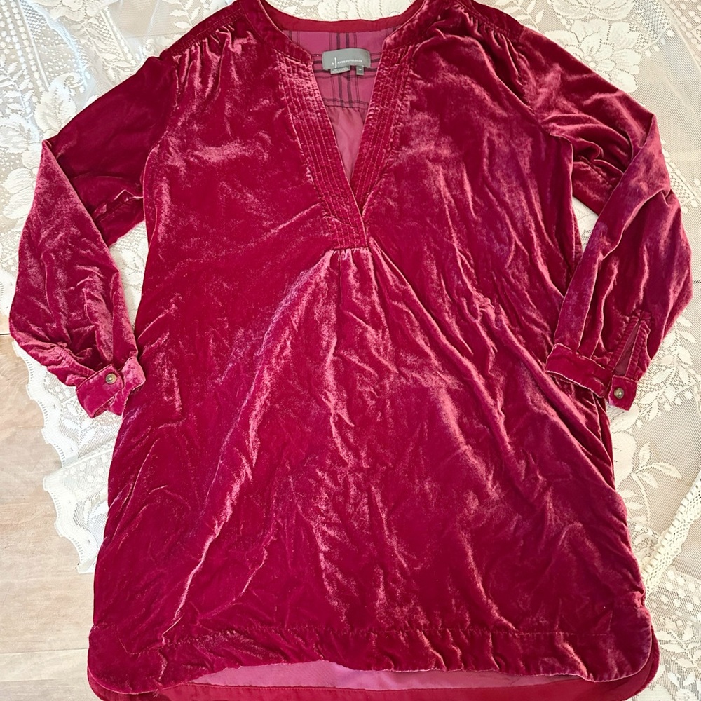 Anthropologie Velvet V-Neck Dress